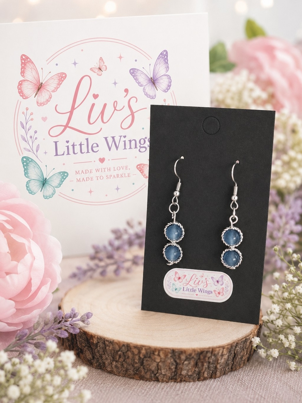 Blue Double-Drop Earrings